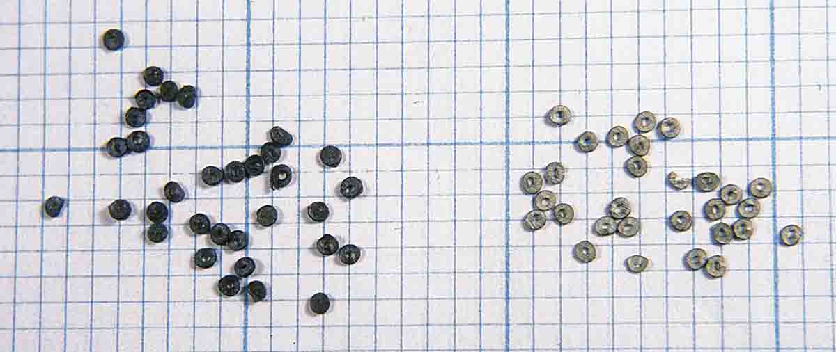 Darker Sharpshooter (left) was manufactured circa 1898; lighter Trail Boss (right) in 2004. Both serve admirably with cast bullets in a variety of old and new cartridges. Load data was developed using Sharpshooter for a wider range of cartridges, with both cast and jacketed bullets. Bothare best at low and midrange pressures and velocities.